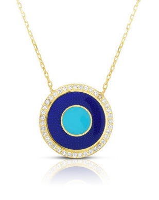 turquoise & navy greek disc