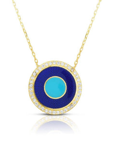 turquoise & navy greek disc