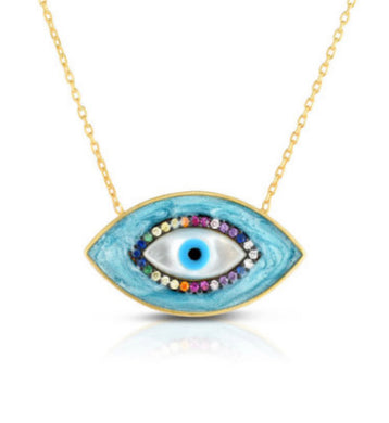 rainbow evil eye necklace