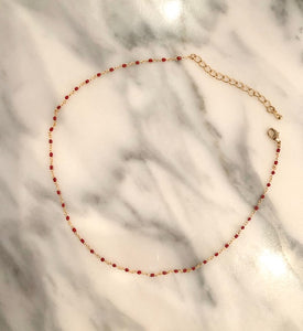 red enamel bead necklace