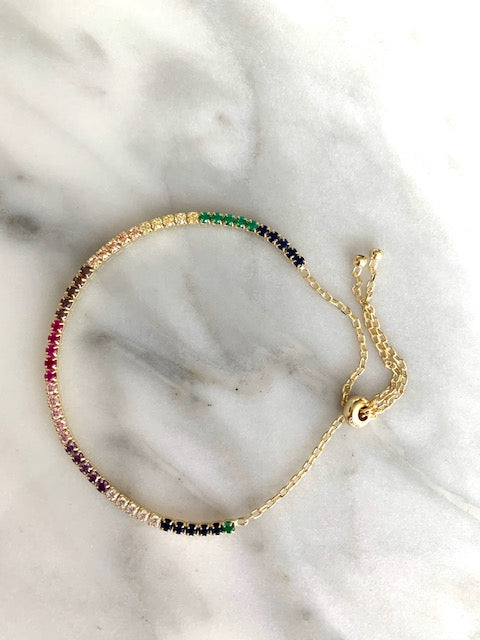 delicate tennis rainbow bracelet