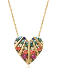 Load image into Gallery viewer, rainbow gem heart necklace