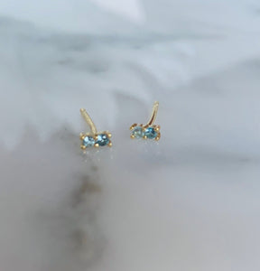 double aquamarine gem studs