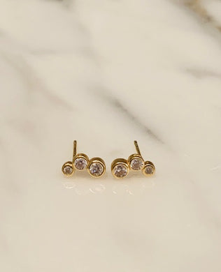 cz bezel trio studs