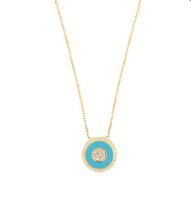 cz & turquoise disc necklace