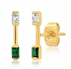 crystal emerald bar studs